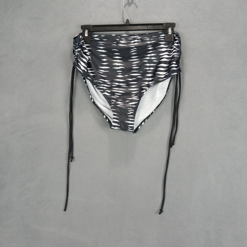 Womens Swim Bottom Large Black White Stretch Abstract Print Beach Wear Surfing